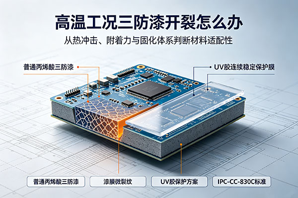 高温工况下普通丙烯酸三防漆漆膜开裂原因与正确选型方案