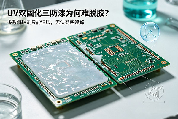 UV 双固化三防漆难脱胶？关键在交联密度与裂解能力