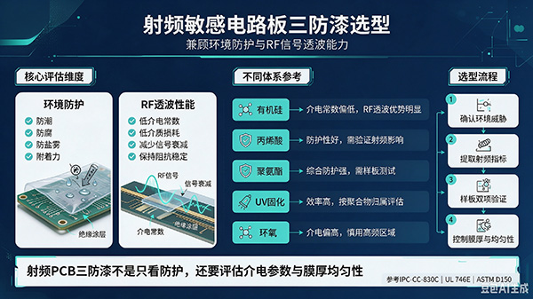 射频敏感电路板三防漆选型｜兼顾防护性能与 RF 信号透波能力